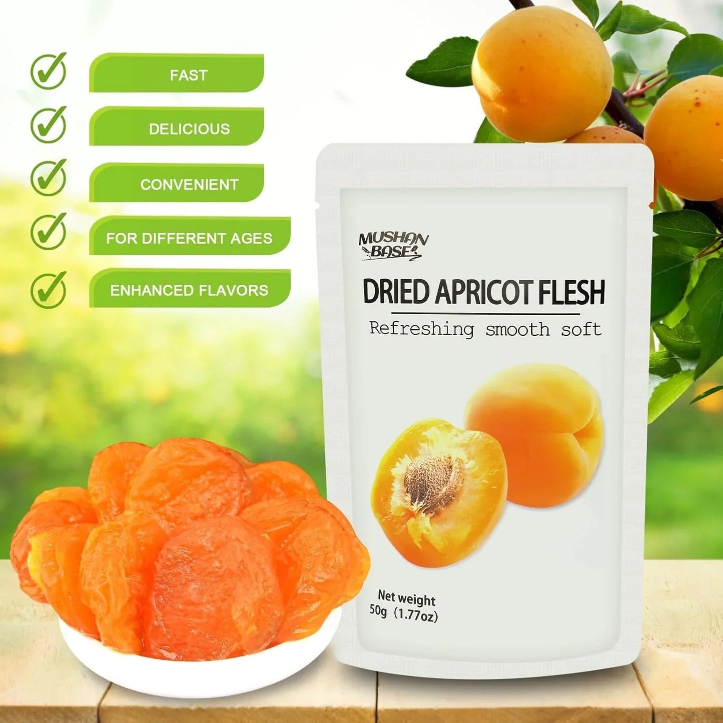 Dried Apricot Slices – 3-Pack Portable Snacks | Naturally Tangy & Sweet from OUESTTECH