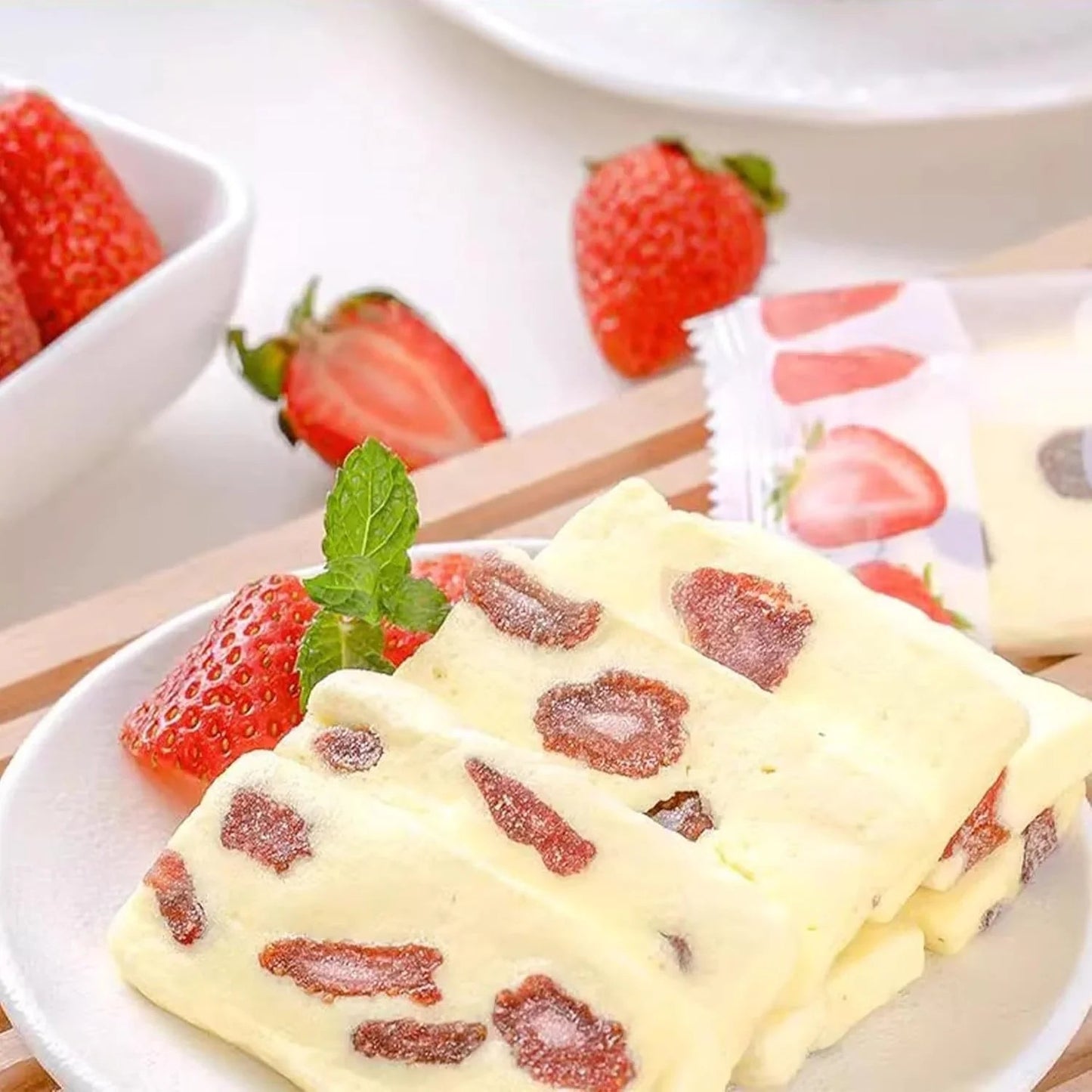 Strawberry Nougat Custards – Soft, Chewy & Bursting with Berry Bliss | 3 Bags OUESTTECH