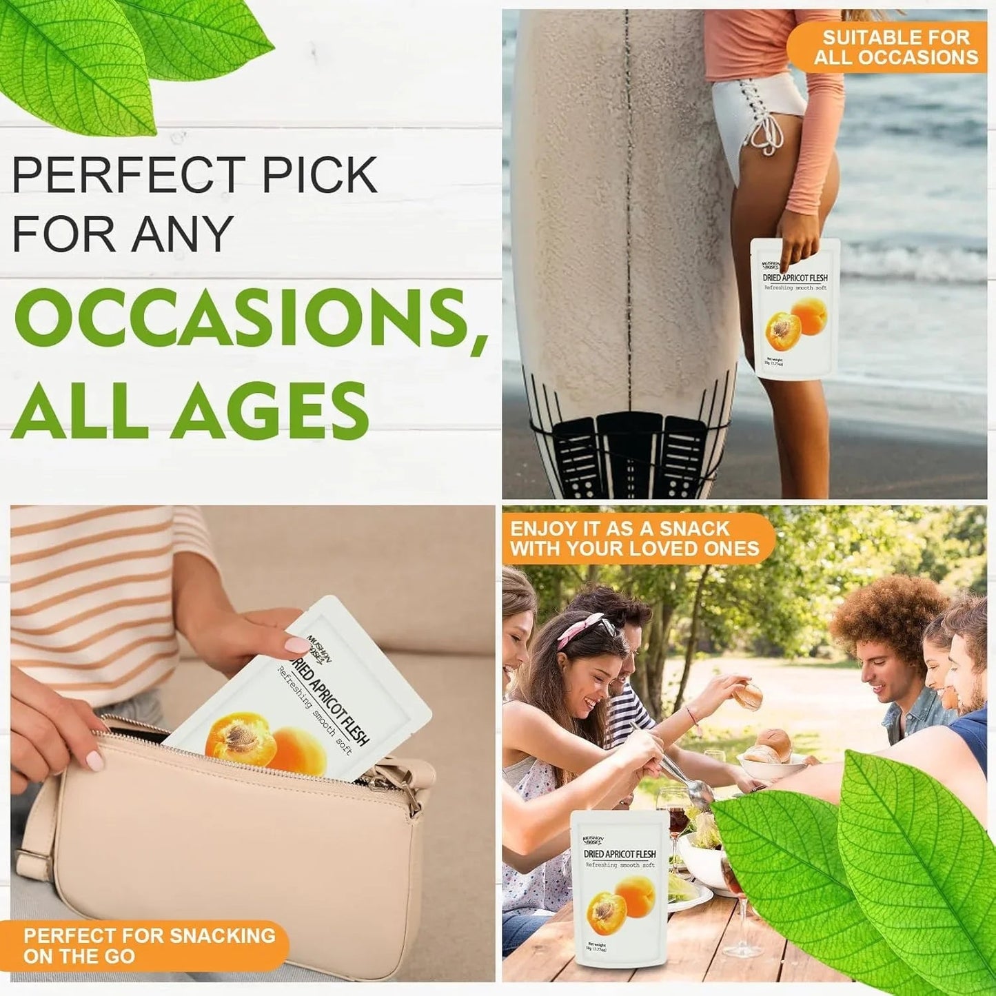 Dried Apricot Slices – 3-Pack Portable Snacks | Naturally Tangy & Sweet from OUESTTECH