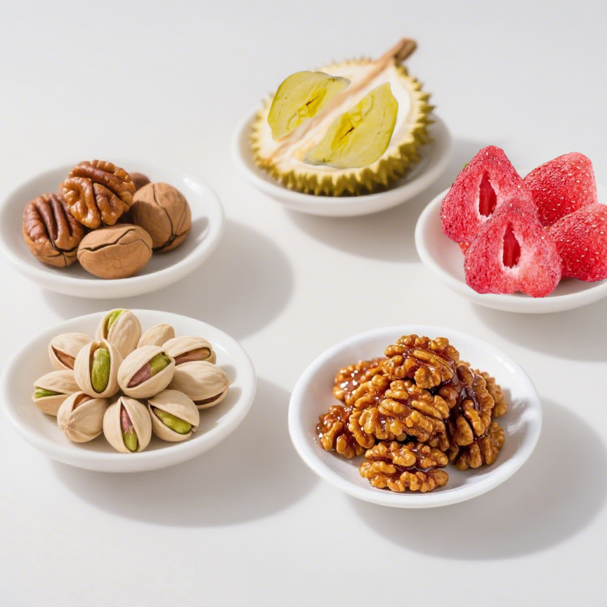 Premium Healthy Snack Collection | Pistachios, Amber Walnuts, Pecans, Freeze-Dried Strawberries & Freeze-Dried Durian | Natural, Crunchy & Guilt-Free Snacks from OUESTTECH