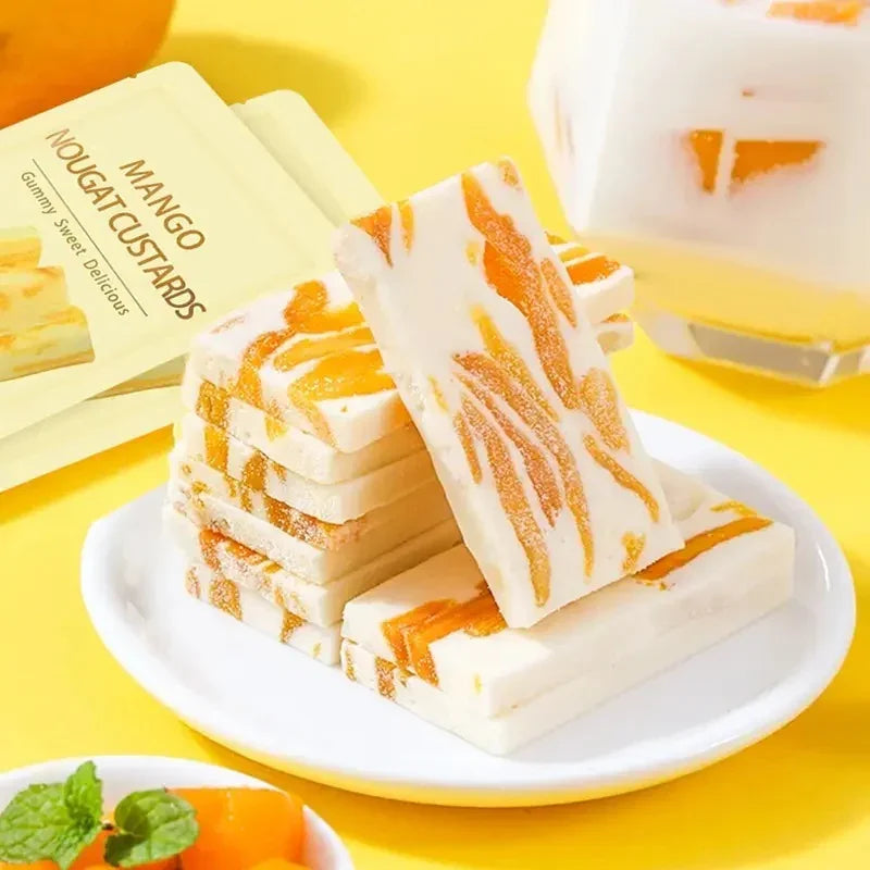 Mango Nougat Custards – Soft Chewy Korean Fruit Candy | 3 Bags