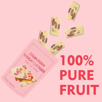 Strawberry Nougat Custards – Soft, Chewy & Bursting with Berry Bliss | 3 Bags OUESTTECH